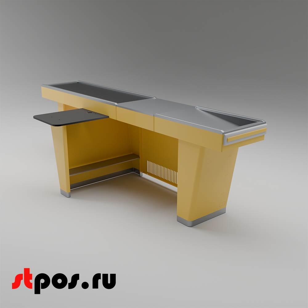 02_Кассовый бокс Stream-L-290-Т150 (тр-р 150см,шл_нерж.,б_выр,уз_нак), RAL1018, Желтый, Левый