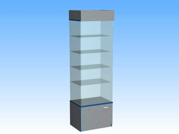 1_Витрина стеклянная ВСТФ-4П (500х500х2200 мм), 4 полки, Сухой