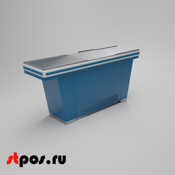 00_Кассовый бокс Stream-L-180 v2.0 (шлиф. нерж., без вырезов, узкий накоп), RAL 5005, Синий, Левый