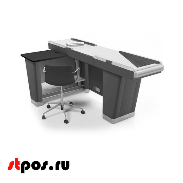 01_Кассовый бокс Stream-L-200 v2.0 (шлиф. нерж., без вырезов, узкий накоп) RAL7024, Серый, Левый