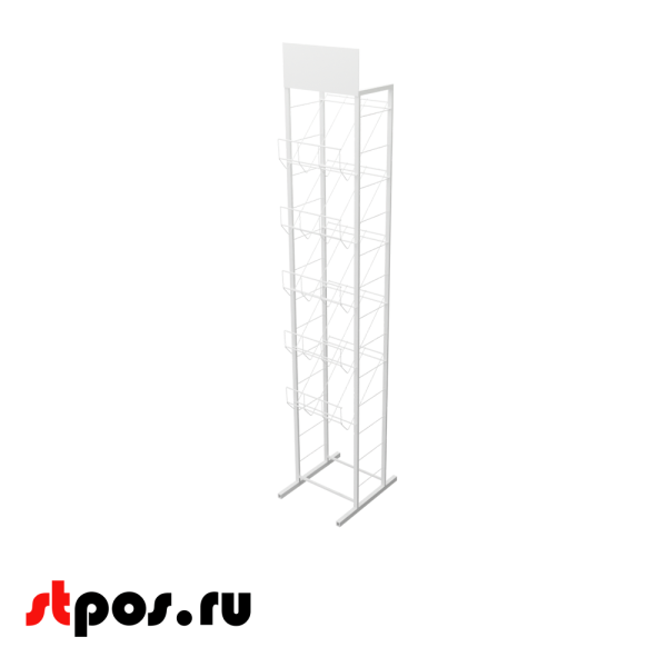 00_Стенд А4 с 5 полками, RAL9016, Белый