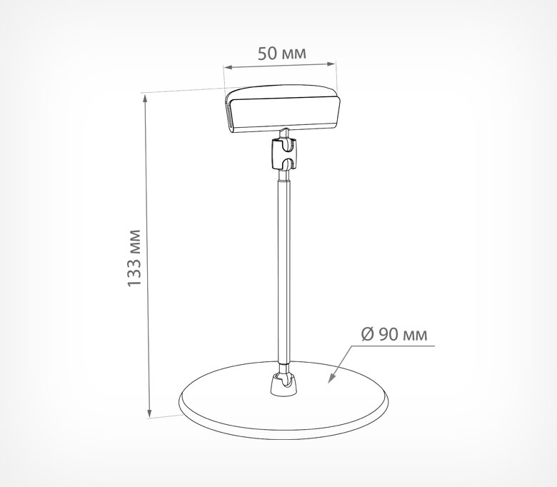 03_Шарнирный ценникодержатель BASE-XL-CLIP, ножка 50 мм, Прозрачный