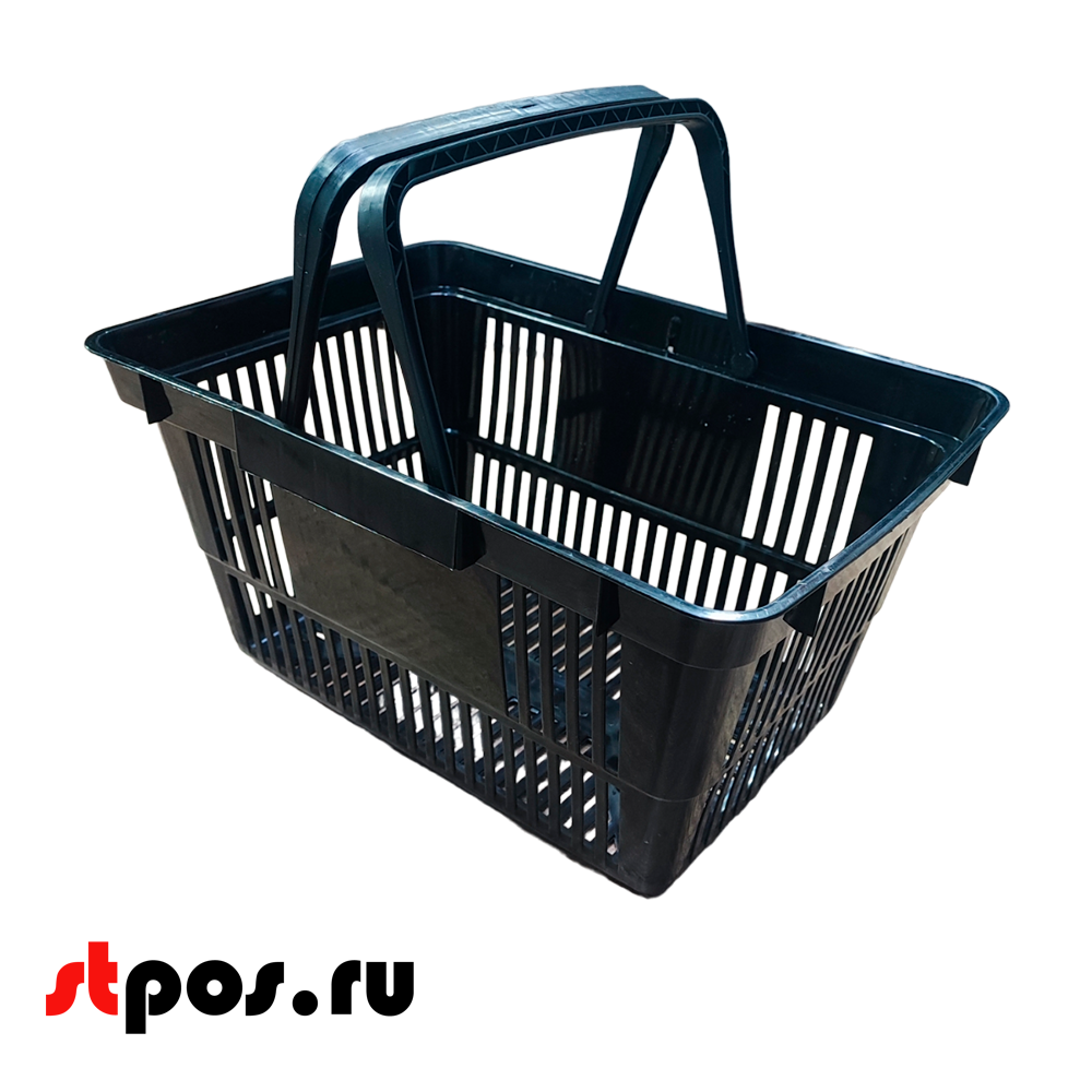 00_Корзина покупательская пластиковая с 2 пластиковыми ручками, CLASSIK-NEW 20 л, Черный
