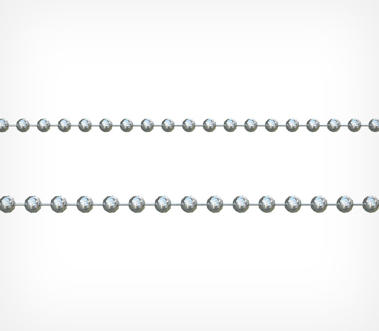 02_Шариковая металлическая цепь 2мм в катушках 50 м BALL CHAIN, Серебряный