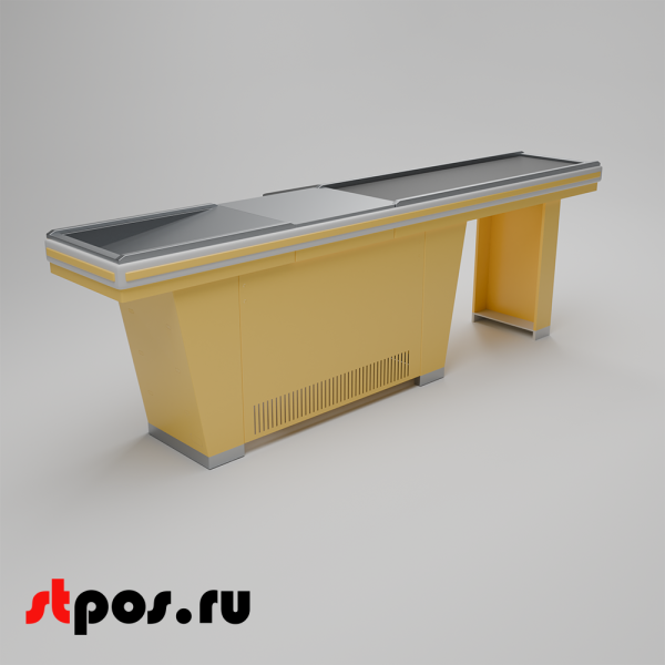00_Кассовый бокс Stream-L-290-Т150 (тр-р 150см,шл_нерж.,б_выр,уз_нак), RAL1018, Желтый, Левый